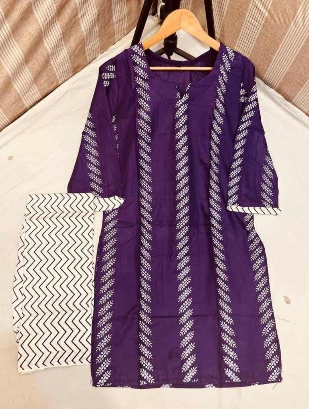 New stylish Collection stitched line print 2pc dress image 5
