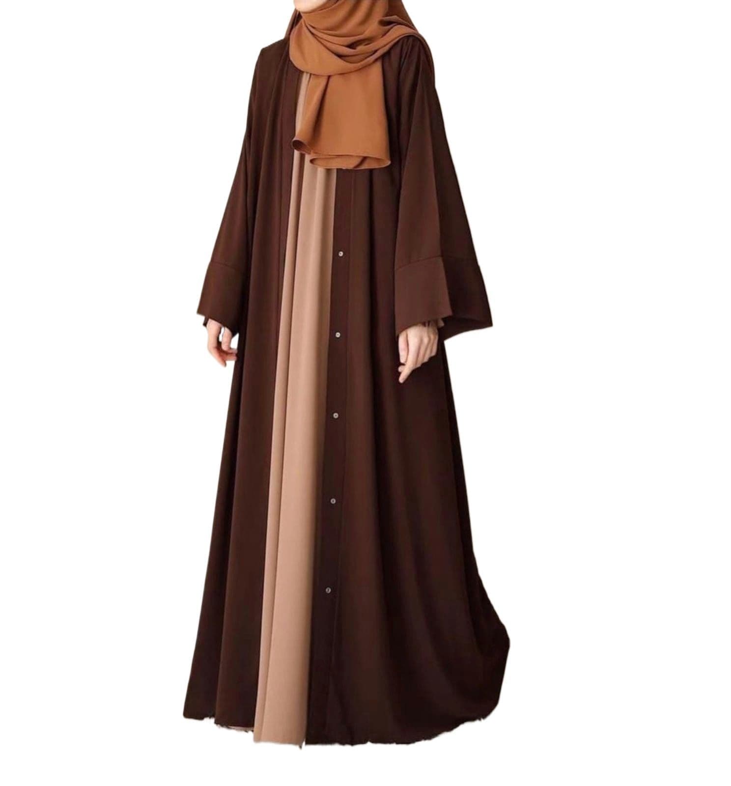 Abaya For Girls New Design 2025 Stylish Chocolaty Abaya With Inner Attached Double China Georgette Fabric Abaya & Stoller Fashion Traditional Abaya Burkha For Women And Girls Easy to Wear Comfortable Design image 2
