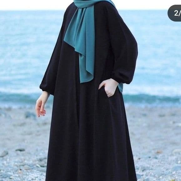 Zipper Abaya only abaya Georgette Abaya for Girls women Modest Abaya Islamic Dress Elegant Abaya Fashion Traditional Abaya Women's Abaya Black Abaya Designer Abaya - Kashish image 3