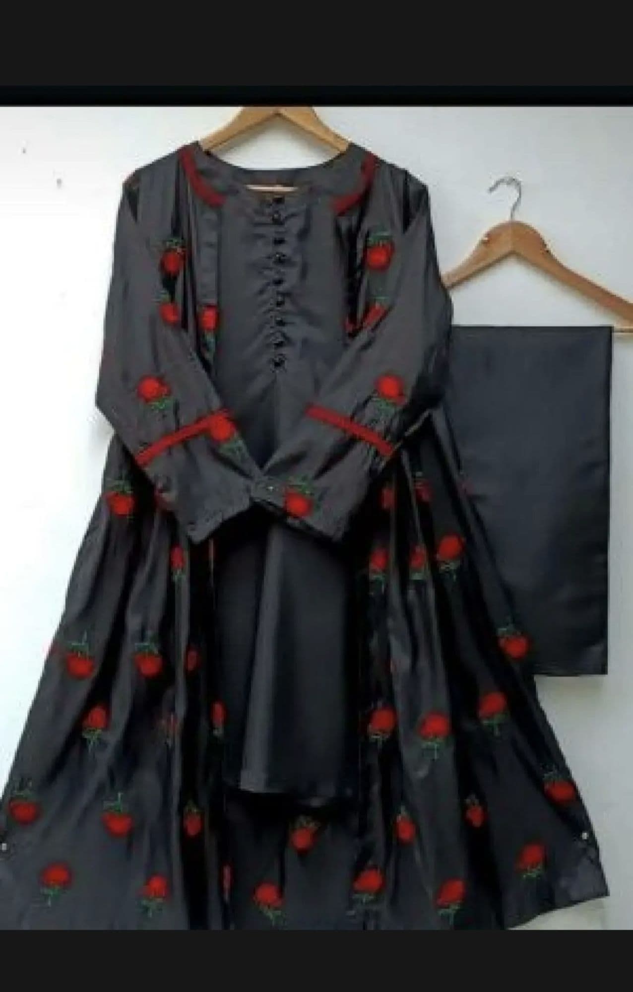 Stylish Silk Embroidered Flower Gown 3pc for Women and Girls - Formal Party Wear image 3