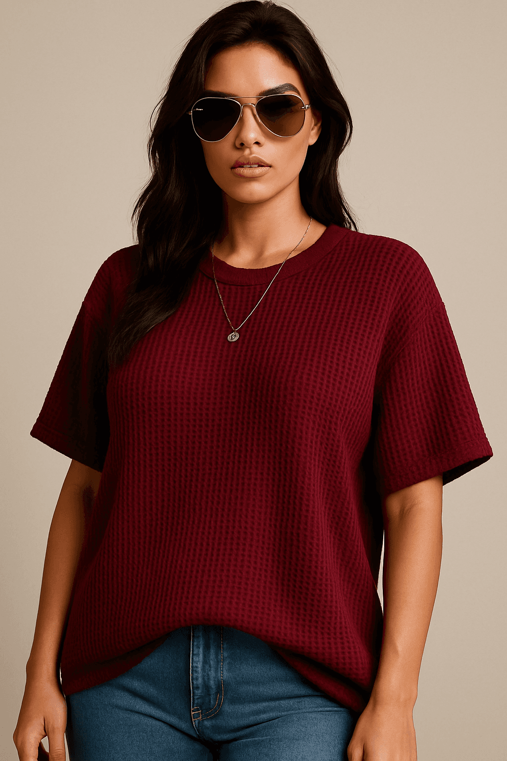 The Vintage Clothing Waffle Knit Texture T-Shirt For Girls And Women - Summers Trendy New Tshirts For Women / Tshirts For Girls / Women'S Tshirts / Girls Tshirts image 10