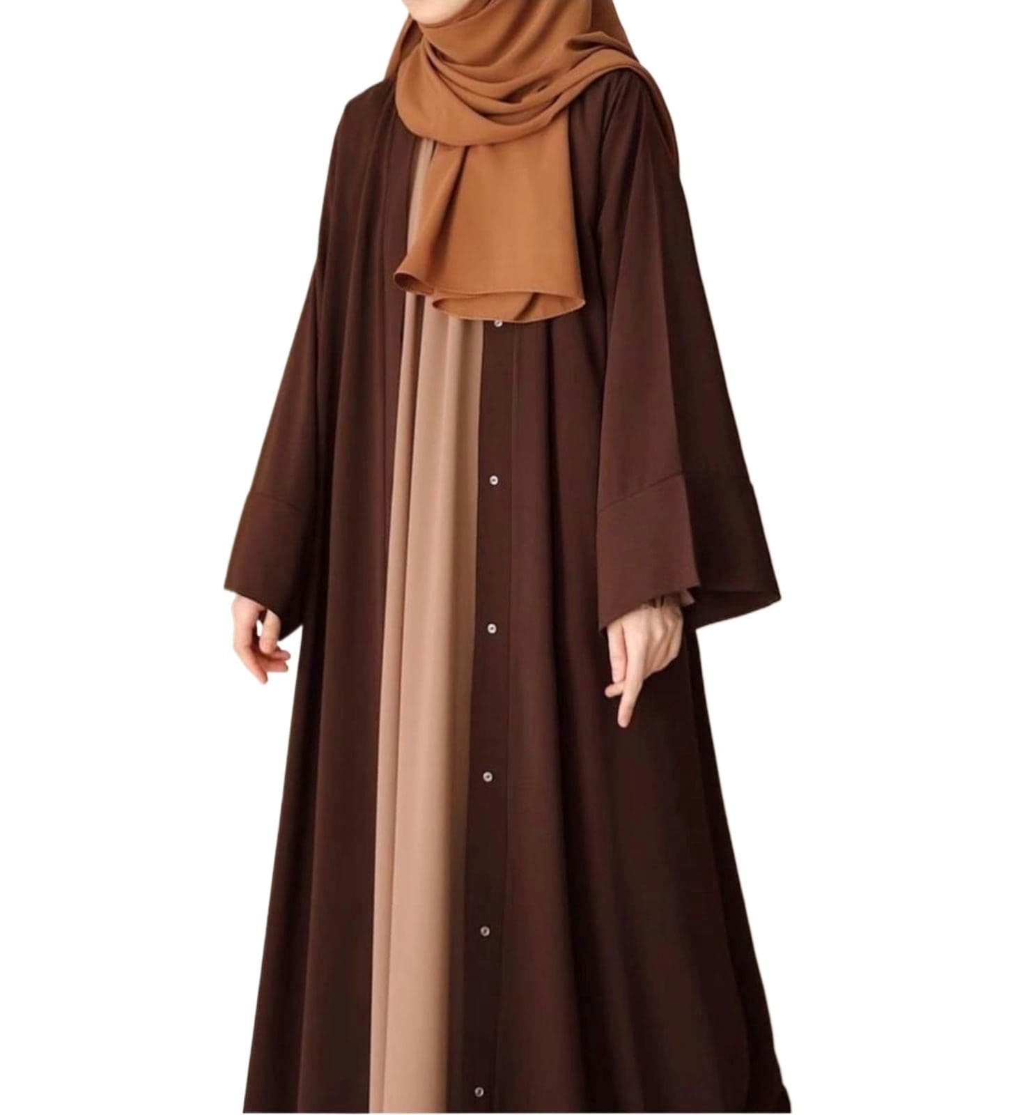 Abaya For Girls New Design 2025 Stylish Chocolaty Abaya With Inner Attached Double China Georgette Fabric Abaya & Stoller Fashion Traditional Abaya Burkha For Women And Girls Easy to Wear Comfortable Design image 3