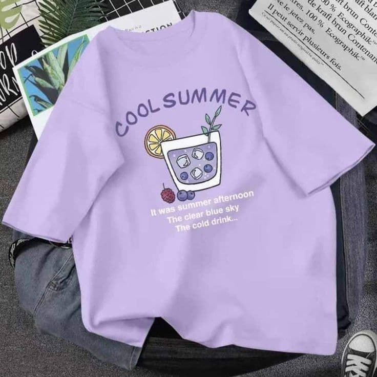 Purple Half Sleeve Cotton T-Shirt for Men & Women with DTF Print – Soft & Comfortable Summer Wear image 2