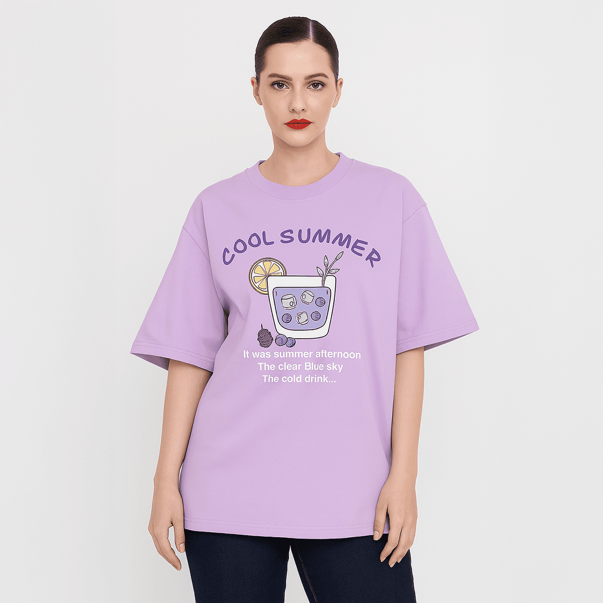 Purple Half Sleeve Cotton T-Shirt for Men & Women with DTF Print – Soft & Comfortable Summer Wear image 1